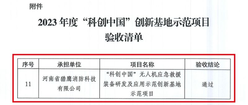 猎鹰 “科创中国”创新基地示范项目通过验收 